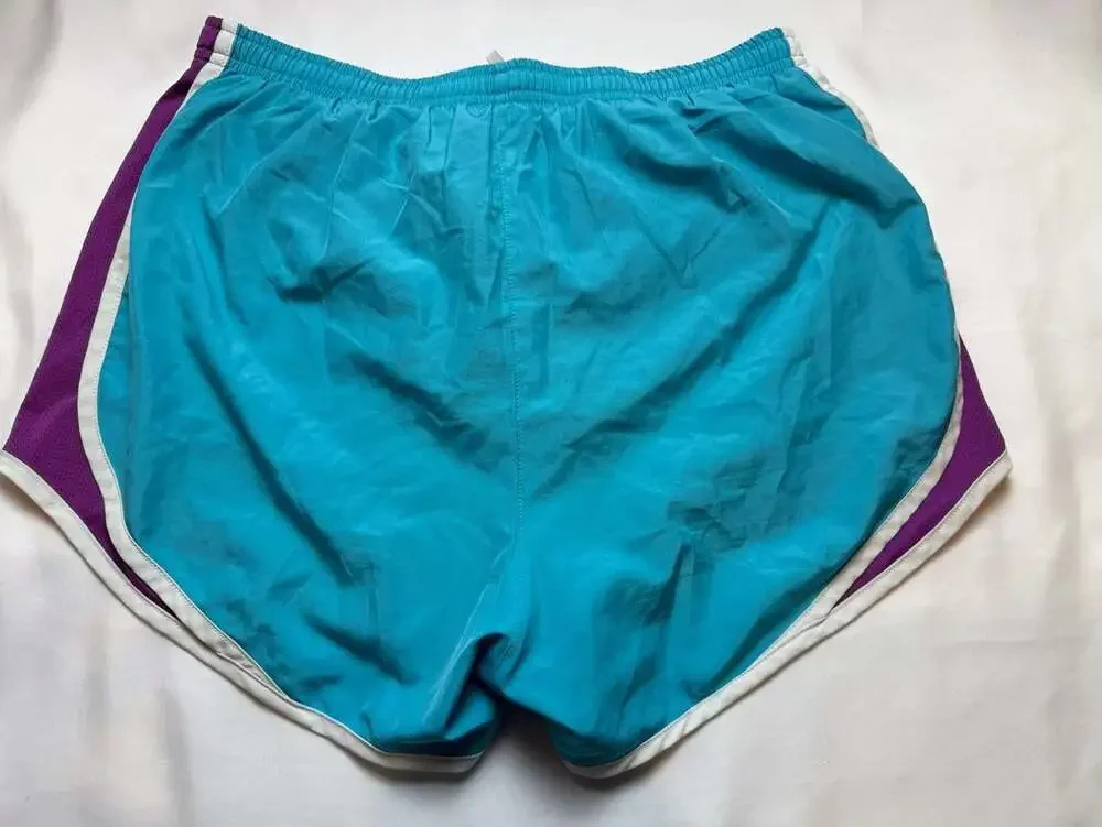 Nike Women's Dri-Fit Tempo Athletic Running Shorts Teal and Purple Size small